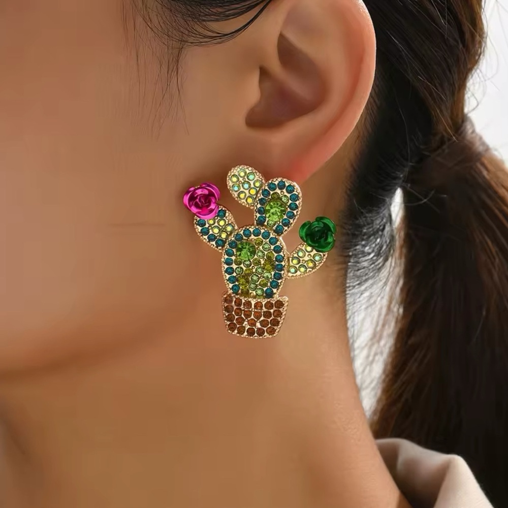 Austrian Crystal Cactus Earrings